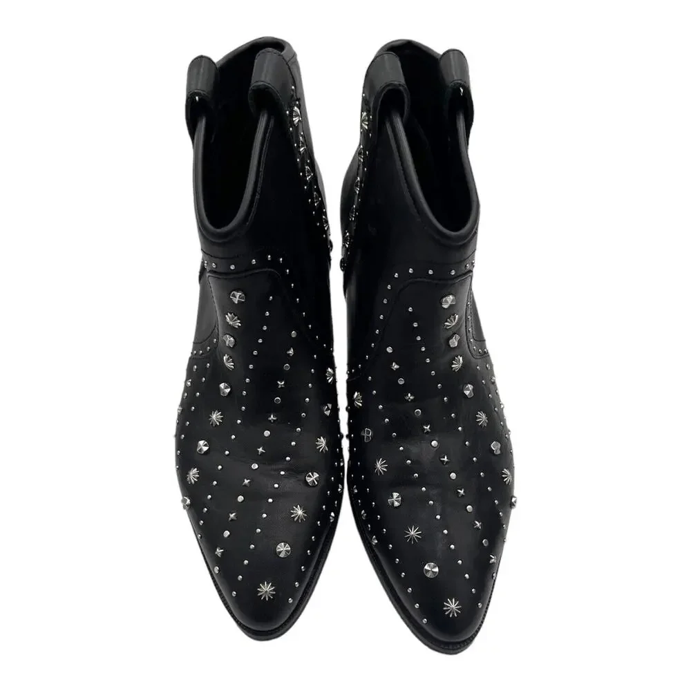 Western Black Leather Studded Sam Edelman Womens Brian‎ Ankle Boots 6.5M EUC